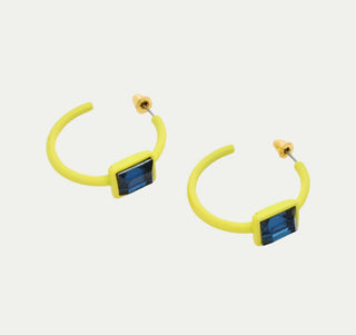 Yellow Crystal Hoop Earrings 