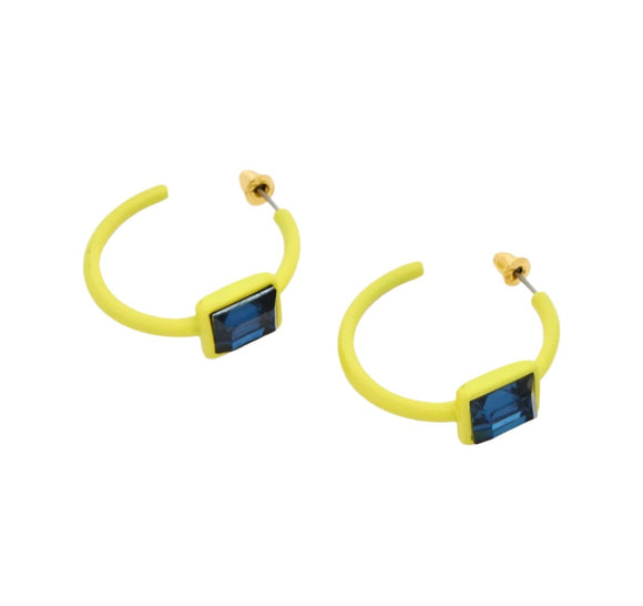 Yellow Crystal Hoop Earrings 