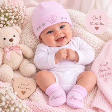 Pink Princess Hat and Bootee Set (0-3 Months) 