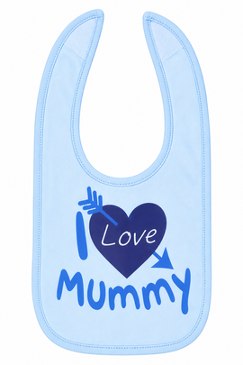 Blue I Love Mummy Cotton Bib (One Size) 