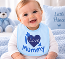 Blue I Love Mummy Cotton Bib (One Size) 