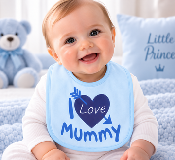 Blue I Love Mummy Cotton Bib (One Size) 