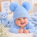Blue Knitted Double Hat With Prince  Embroidery  (Newborn-6 Months) 