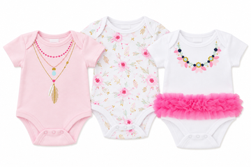 Pink 3 pack bodysuits (0- 9 Months) 