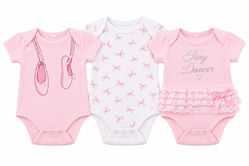 Pink 3 pack bodysuits (0- 9 Months) 