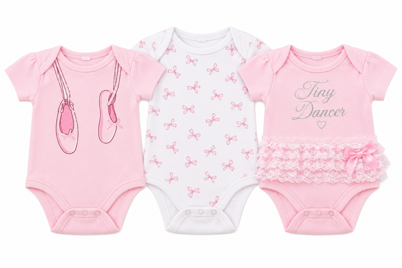 Pink 3 pack bodysuits (0- 9 Months) 