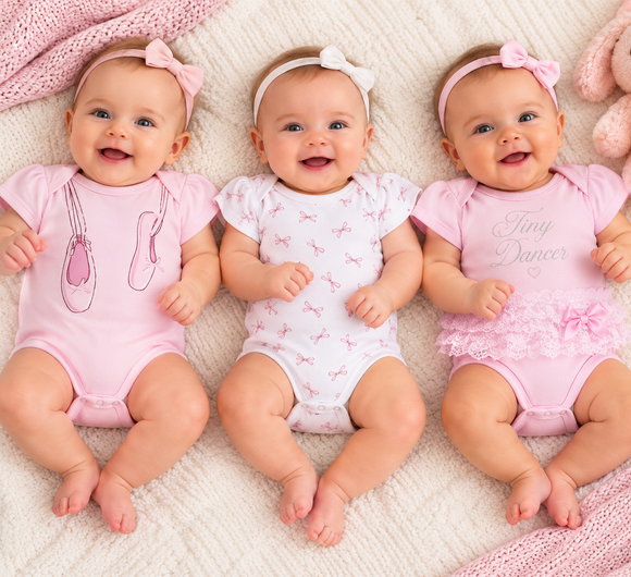 Pink 3 pack bodysuits (0- 9 Months) 