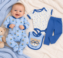 Blue 4 Piece Cotton Set  (0-9 Months) 