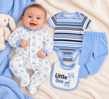 Baby boys Sky 4 Piece layette Set (0-9 Months) 