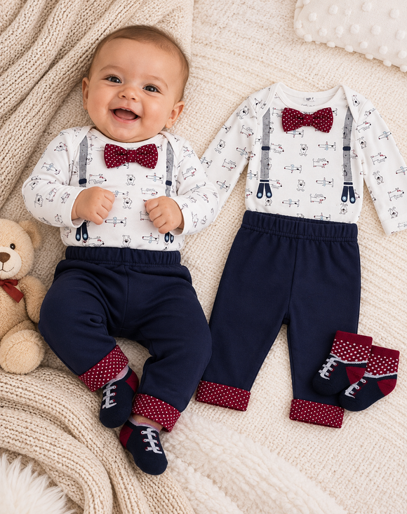 Little Gentleman Bow Tie Outfit Set (0-12 months) 