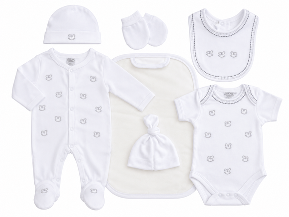 White 7 Piece Baby Starter Set (0-3 months) 