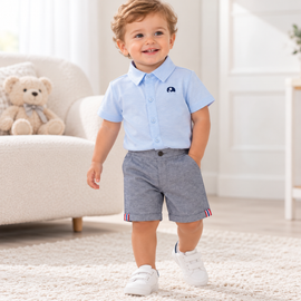 Solid Shirt and Chino Shorts Set (1-2 Years) 