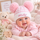 Pink Double I ♥ Daddy Pom Pom Striped Hat (0-6 Months) 