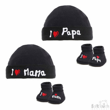 I ♥ Mama Hat and bootee set (NB-3 Months) 