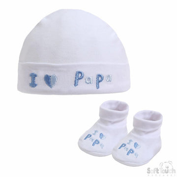 I ♥ Papa Hat and Bootee set (NB-3 Months) 