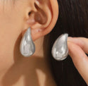 Silver Bean Stud Earrings 