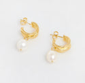 18ct gold-plated pearl bead earrings 