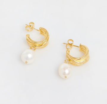 18ct gold-plated pearl bead earrings 