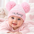 I ♥ Mummy Pom Pom Striped Hat (NB-6 Months) 