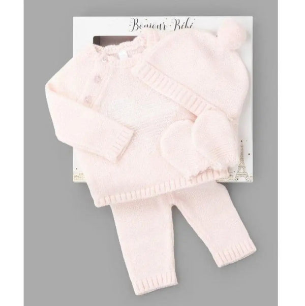 Pink Knitted 4 Piece Set  (0-6 Months) 