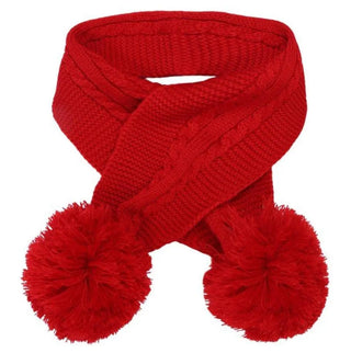 Red Elegance Cable Knit Scarf With Pom Poms (0-12 Months) 