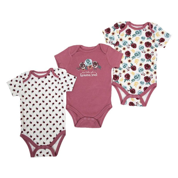 Girls 3 Pack Bodysuits (NB-9 Months) 