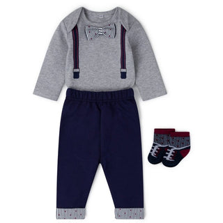 Baby Boys Bowtie Bodysuit, Trouser & Sock Outfit (0-12 Months) 