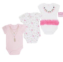 Pink 3 pack bodysuits (0- 9 Months) 
