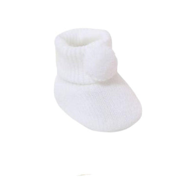 White Pom Pom booties (One Size) 