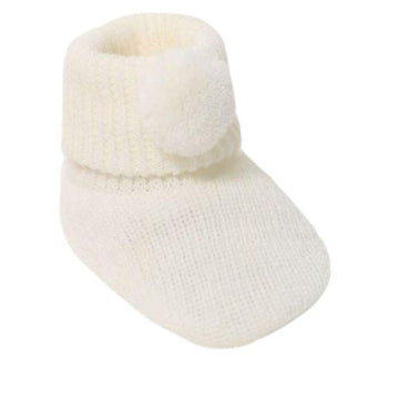 Ivory Pom Pom booties (One Size) 