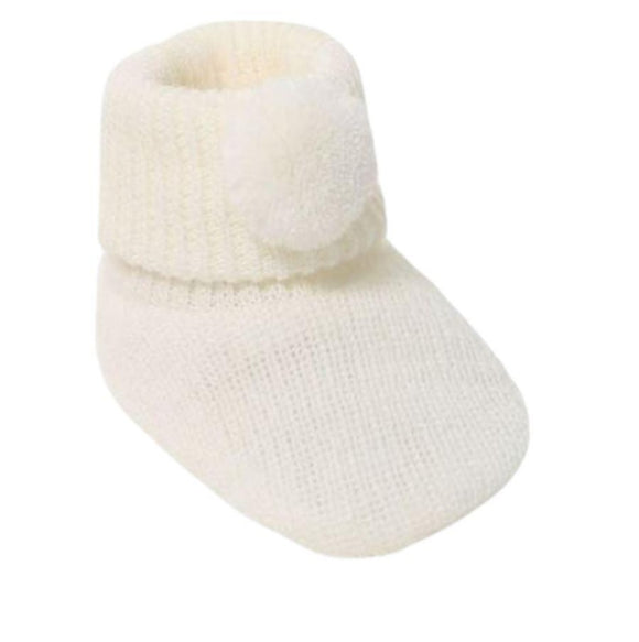 Ivory Pom Pom booties (One Size) 