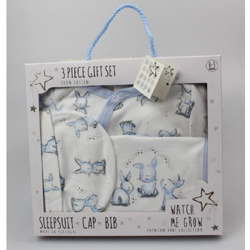 Baby Boys Bunny 3 Piece Set in a Gift  Box (0-6 Months) 
