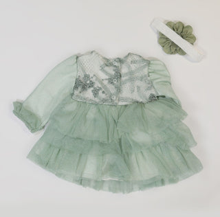Two Piece Green Glittery Dress 