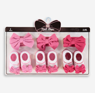 Six Pack Pink Tone Headwrap & Sock Set 