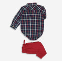 Navy & Red Patterned Baby Set 