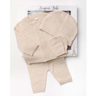 Oatmeal Unisex Knitted Outfit In A Gift Box (NB-6 MONTHS) 