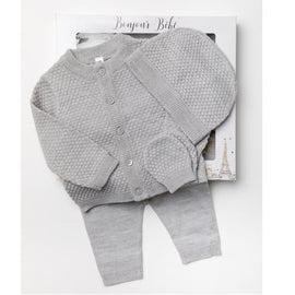Grey Unisex Knitted Outfit in A Gift Box (NB-6 Months) 