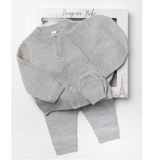 Grey Unisex Knitted Outfit in A Gift Box (NB-6 Months) 