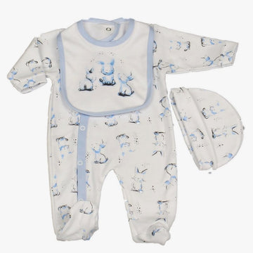 Baby Boys Bunny 3 Piece Set in a Gift  Box (0-6 Months) 