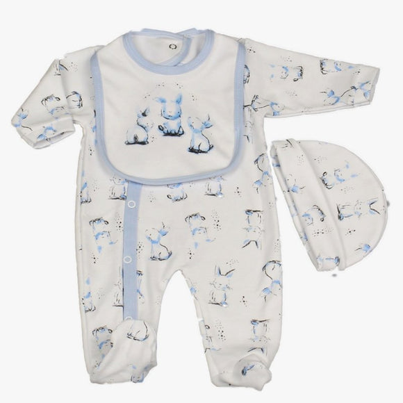 Baby Boys Bunny 3 Piece Set in a Gift  Box (0-6 Months) 