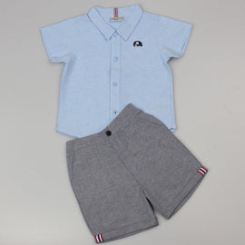 Solid Shirt and Chino Shorts Set (1-2 Years) 