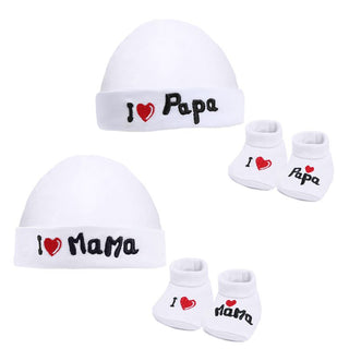 Papa /Mama Hat and Bootee set ( NB-3 Months) 