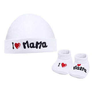 Papa /Mama Hat and Bootee set ( NB-3 Months) 