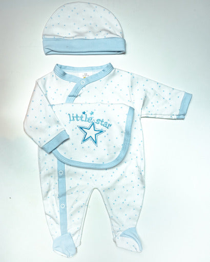 White/Sky Little Star 3 Piece Gift Set (0-9 Months) 