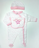 White/Pink Little Star 3 Piece Gift Set  (0-9 Months) 