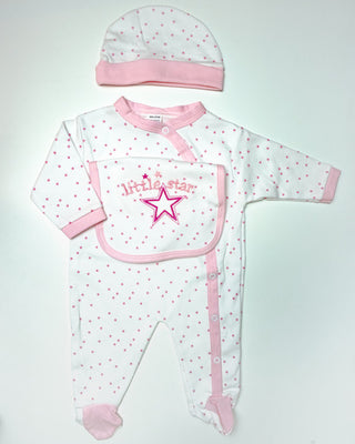 White/Pink Little Star 3 Piece Gift Set  (0-9 Months) 