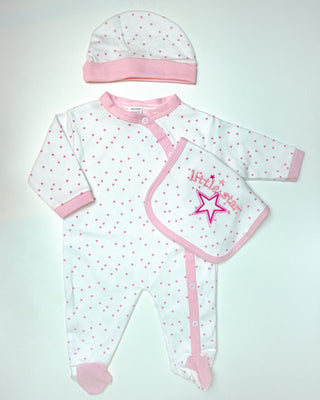 White/Pink Little Star 3 Piece Gift Set  (0-9 Months) 