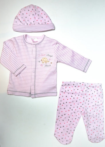 Pink Elephant 3 piece set (0-6 Months) 