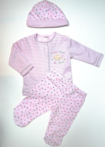 Pink Elephant 3 piece set (0-6 Months) 