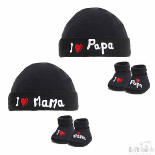 Mama & Papa Hat and bootee set (NB-3 Months) 